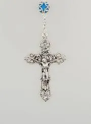 Rosenkranz Wundertätige Madonna und Barockes Kreuz - Blau