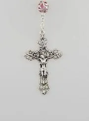 Rosenkranz Wundertätige Madonna und Barockes Kreuz - Rosa