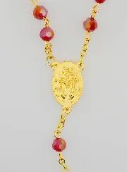 Rosenkranz Kristall Rot und Wundertätige Medaille