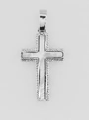 Anhänger Kreuz aus Perlmutt und Silberfarbenem Messing