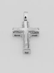 Anhänger Kreuz aus Perlmutt und Silberfarbenem Messing