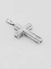 Anhänger Kreuz aus Perlmutt und Silberfarbenem Messing