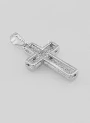 Anhänger Kreuz aus Perlmutt und Silberfarbenem Messing