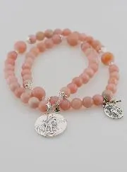 Rosenkranz Wunderbare Medaille und Heiliger Michael aus Rosa Opal