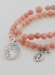 Rosenkranz Wunderbare Medaille und Heiliger Michael aus Rosa Opal