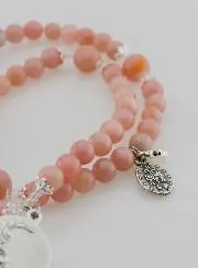 Rosenkranz Wunderbare Medaille und Heiliger Michael aus Rosa Opal