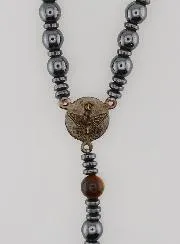 Rosenkranz Wundertätige Madonna aus Hämatit und Tigerauge