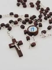 Rosenkranz Wundertätige Madonna aus Dunklem Holz