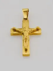 Anhänger Kreuz aus Gold Messing 28mm