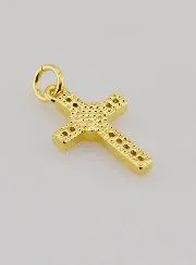 Anhänger Kreuz mit Herz aus Messing – 15 mm