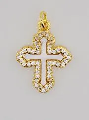 Anhänger Orthodoxes Kreuz mit Strass und Perlmutt – 17mm
