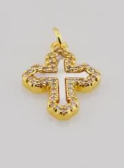 Anhänger Orthodoxes Kreuz mit Strass und Perlmutt – 17mm