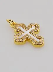 Anhänger Orthodoxes Kreuz mit Strass und Perlmutt – 17mm