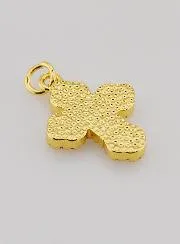 Anhänger Orthodoxes Kreuz mit Strass und Perlmutt – 17mm