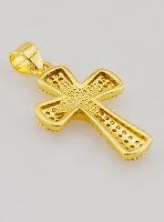 Anhänger Kreuz mit Stern aus Messing und Perlmutt – 22 mm