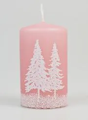 Deko Kerze Winterstimmung – Rosa Gepudert