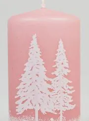Deko Kerze Winterstimmung – Rosa Gepudert