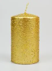 Deko-Kerze mit Glitzer – Goldfarben