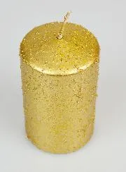 Deko-Kerze mit Glitzer – Goldfarben