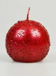 Glitzernde Deko Kugelkerze 8 cm - Rot