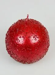 Glitzernde Deko Kugelkerze 8 cm - Rot