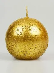 Glitzernde Deko Kugelkerze 8 cm - Antik Gold
