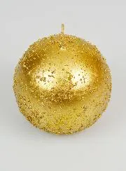 Glitzernde Deko Kugelkerze 8 cm - Antik Gold