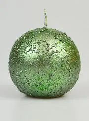 Glitzernde Deko Kugelkerze 8 cm - Tannen Grün