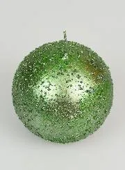 Glitzernde Deko Kugelkerze 8 cm - Tannen Grün