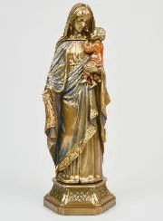 Religiöse Figur Triptychon Jungfrau mit Kind aus Bronze – 20cm