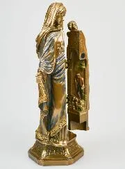 Religiöse Figur Triptychon Jungfrau mit Kind aus Bronze – 20cm