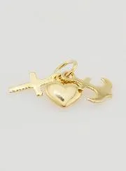 Anhänger aus 9 Karat Gold Anker Herz und Kreuz - 10mm
