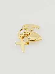 Anhänger aus 9 Karat Gold Anker Herz und Kreuz - 10mm