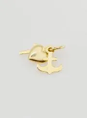 Anhänger aus 9 Karat Gold Anker Herz und Kreuz - 10mm