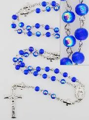 Rosenkranz mit Wundertätige Medaille und Perlen mit Chromoptik – Dunkel Blau