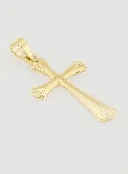 Anhänger Kreuz mit Rillen 22 mm – 9K Gold