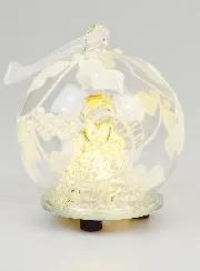 Leuchtende Weihnachtskugel Engel aus Glas - 8cm