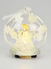 Leuchtende Weihnachtskugel Engel aus Glas - 8cm
