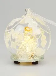 Leuchtende Weihnachtskugel Engel aus Glas - 8cm