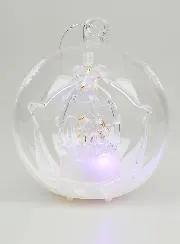 Leuchtende Weihnachtskugel aus Glas 10cm – Krippe