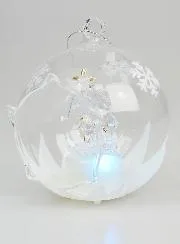 Leuchtende Weihnachtskugel aus Glas 10cm – Krippe