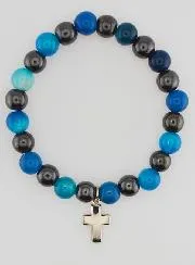 Edelstein Armband – Blauer Achat und Hämatit 8mm