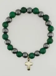 Edelstein Armband - Grüner Achat und Hämatit 8mm