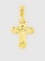 Vergoldeter Anhänger Breites Kreuz - 18mm