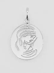 Ovaler Anhänger Madonna mit Kind Silber – 20mm