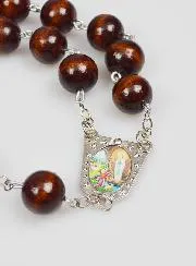 Langer Wand-Rosenkranz aus Lourdes aus Schwarzem Holz