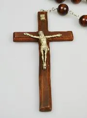 Langer Wand-Rosenkranz aus Lourdes aus Schwarzem Holz