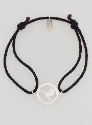 Armband Silber und Schwarze Schnur - Heiliger Geist