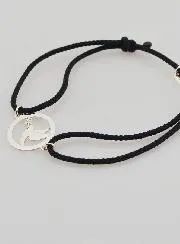 Armband Silber und Schwarze Schnur - Heiliger Geist
