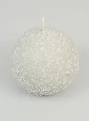 Weihnachtskerze Eis Kugel 8cm – Silber